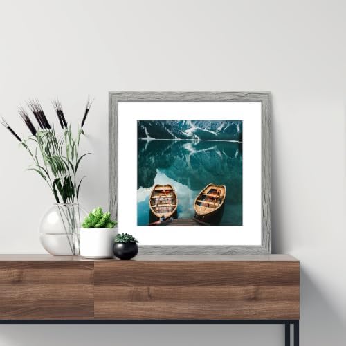 Hongkee 16x16 Frame Set of 4, 16 x 16 Grey Wood Style(Mat 12x12)