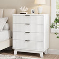 Xixini Fluted Nightstand with 4 Drawers, 31.5" Wide Side Table, White