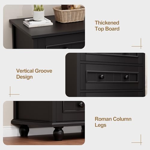4 Drawer Dresser for Bedroom, 35'' Tall Storage Chest of Drawers, Black