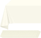 32 Pack Beige Plastic Tablecloth for Rectangle Tables, Premium Decorative Ivory Disposable Table Cloths for Parties, Rectangle Cream Party Table Cover for Birthday Wedding Baby Shower, 54x108 Inch