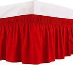 Red Wrap Around Bed Skirts with 16" Drop - Three Sides Fabric Adjustable Elastic Dust Ruffle Silky Soft -600 TC Stretchy Bed Skirt-King XL(78"X 84") Red