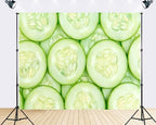 Trykid 8x8ft Fresh Cucumber Slices Backdrop Green Vegetable Food Texture Photography Background Healthy Kitchen Party Decoration Tapestry Photo Booth Prop Fabric - size: 8x8ft