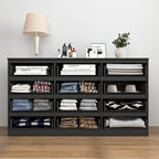 VERYKE Black 12 Drawer Dresser for Bedroom,Chest of Drawers with No-Handle Design for Closet,Modern Wood Dresser Bedroom Storage Furniture