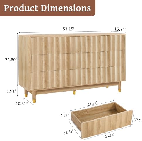 Bifins 53" Wide Fluted 6 Drawer Dresser