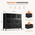 Sweetcrispy 7 Drawer Fabric Dresser for Bedroom Storage with Bins, Black