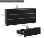 Bobve 70.9” Dresser for Bedroom with 9 Drawers, Large Modern Chest of Drawers with Deep Drawers, Wide Double Dresser Handle Free, Storage Organizer for Bedroom, Living Room, Hallway (Black)