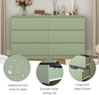Green Dresser for Bedroom, Modern Large 6 Drawer Dresser with Deep Drawer,Wide Storage Chest of Drawers,TV Stand for Living Room