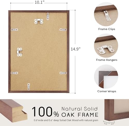 puthiac 10x14 Solid Oak Wood Picture Frames, Walnut, 3 Pack