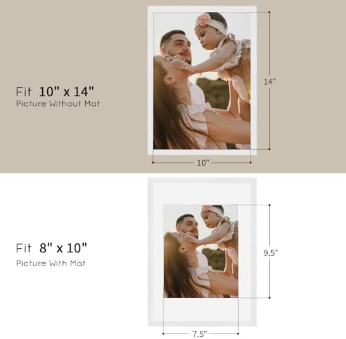 puthiac 10x14 Solid Oak Wood Picture Frame, White, 1 Pack