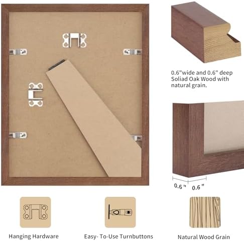 puthiac 5x7 Solid Oak Wood Picture Frames, Walnut, 3 Pack