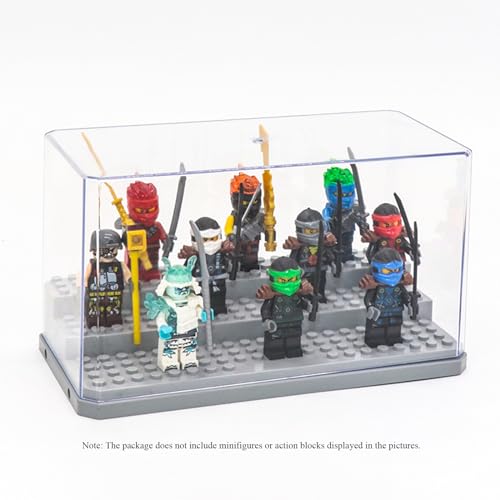 Acrylic Minifigure Display Case Stackable Action Figures Blocks Display Box, Clear Dustproof Display Case Box for Lego Lovers - color: Grey, size: Medium 1 Pack