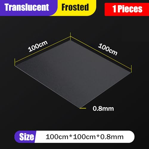 Large Pp Plastic Sheet 100×100cm 0.3 1mm Frosted Polypropylene Panel Semi-Transparent Matte Board For Light Diffuser Backdrop Table Cover Craft Use(0.8mm) - size: 0.8mm