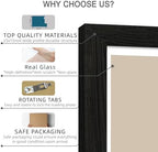 Hongkee 11x14 Picture Frame Set of 4, Made of Real Glass and Rustic Black Wooden Frame, Display 8x10 Pictures with Mat or 11 x 14 Posters without Mat for Wall Mounting, Gallery Photo Frames