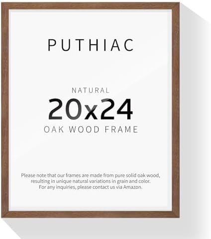puthiac 20x24 Solid Oak Wood Picture Frame, Walnut, 1 Pack