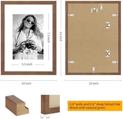 puthiac 9x12 Solid Oak Wood Picture Frames, Walnut, 3 Pack