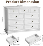 51" Wide Farmhouse 9 Drawer Dresser for Bedroom, White