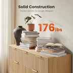 Amada Modern 7 Drawer Dresser, Fluted Wood Chest of Drawers, Natural Oak