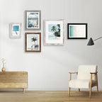 Hongkee 10x14 Picture Frame Set of 4, Made of Glass and Grey Wooden Frame, Display 8x12 Pictures with Mat or 30 x 40cm Diamond Painting Art without Mat for Wall Mounting, Gallery Photo Frames