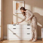 YESHOMY Dresser for Bedroom, 47.2" Modern Wood Chest with 6 Drawers, White