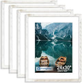 Hongkee 24x30 Frame Set of 4, 24 x 30 Distressed White Wood(Mat 18x24)