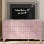 HUANLEGO Fluted Dresser for Bedroom with 9 Drawers, Pink