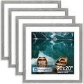 Hongkee 20x20 Frame Set of 4, 20 x 20 Grey Wood Style(Mat 16x16)
