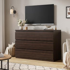 Jocoevol Modern Brown 7 Drawer Dresser for Bedroom, Simply Chest of Drawers, Wood Storage Dresser with Deep Drawers for Living Room Hallway Entryway, Brown