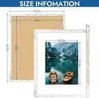 Hongkee 16x20 Frames Set of 4, 16 x 20 Distressed White Wood(Mat 11x14)