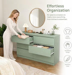 Green Dresser for Bedroom, Modern Large 6 Drawer Dresser with Deep Drawer,Wide Storage Chest of Drawers,TV Stand for Living Room