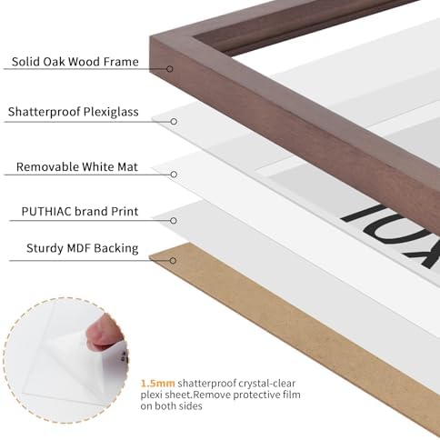 puthiac 10x14 Solid Oak Wood Picture Frames, Walnut, 3 Pack