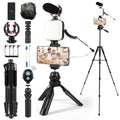 Vlogging Kit for iPhone, Android, YouTube Starter kit Content Creator Equipment with 60'' Extendable Fullsize Tripod, Soft Light and Shotgun Microphone for Vlogging, YouTube, TikTok