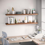 Ballucci Floating Shelves for Wall, 48" Wood Wall Shelf Set of 2, with Invisible Brackets for Bathroom, Living Room, Bedroom, Kitchen, Nursery, 8" Deep, Rustic Brown