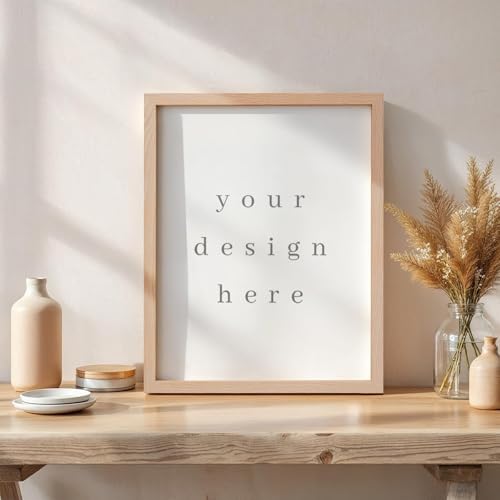 puthiac 9x12 Solid Oak Wood Picture Frames, Natural Oak, 3 Pack