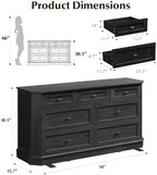 7 Drawers Dresser for Bedroom, 54" Wide Chest of Drawers w/Charging Station