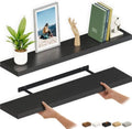 Ballucci Floating Shelves for Wall, 48" Wood Wall Shelf Set of 2, with Invisible Brackets for Bathroom, Living Room, Bedroom, Kitchen, Nursery, 8" Deep, Black