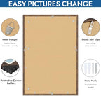 Hongkee 24x36 Poster Frame Set of 4, 24 x 36 Rustic Brown Wood (Mat 20x30)