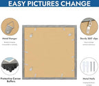 Hongkee 16x16 Frame Set of 4, 16 x 16 Grey Wood Style(Mat 12x12)