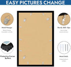 Hongkee 14x22 Picture Frame Set of 4, 14 x 22 Black Wood Style(Mat 12x18)