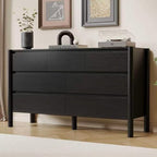 HOUROM Black Dresser for Bedroom,51" Wide 7 Drawer Mid Century Modern Chest