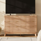 47" Wide Fluted 6 Drawers Dresser for Bedroom,Curved Edge,Oak