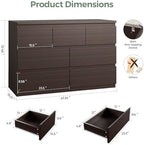 Jocoevol Modern Brown 7 Drawer Dresser for Bedroom, Simply Chest of Drawers, Wood Storage Dresser with Deep Drawers for Living Room Hallway Entryway, Brown