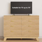 HUANLEGO 48" W Tall Fluted Dresser for Bedroom with 8 Drawer, Oak