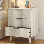 Lulive 3 Drawers Dresser with Socket, Modern Wooden NightStands