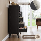 GarveeHome Fluted Dresser for Bedroom with 5 Deep Drawers, Black