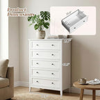 Karl home White Farmhouse 5 Drawers Tall Dresser, Bedroom Storage Chest