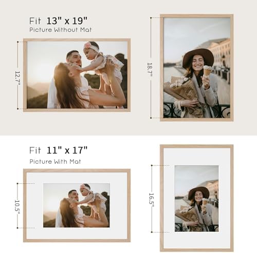 puthiac 13x19 Solid Oak Wood Picture Frame, Natural Oak, 1 Pack