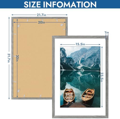 Hongkee 20x30 Frame Set of 4, 20 x 30 Grey Wood Style(Mat 16x24)
