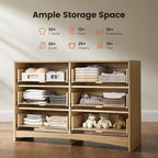 Amada Fluted 6 Drawer Dresser, Modern Wood Chest of Drawers, Natural Oak