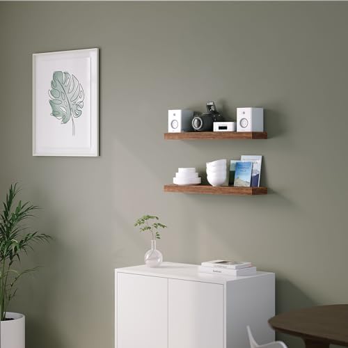 Ballucci Floating Shelf, 2-Pack 24" Rustic Brown Floating Shelves for Wall, Wood Wall Shelf for Home Décor, Floating Shelves for Bathroom, Living Room, Bedroom, 8" Deep Wall Shelves