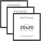 puthiac 20x20 Solid Oak Wood Picture Frames, Black, 3 Pack